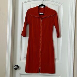 Elegant Calvin Klein Burnt Orange Zipper Dress